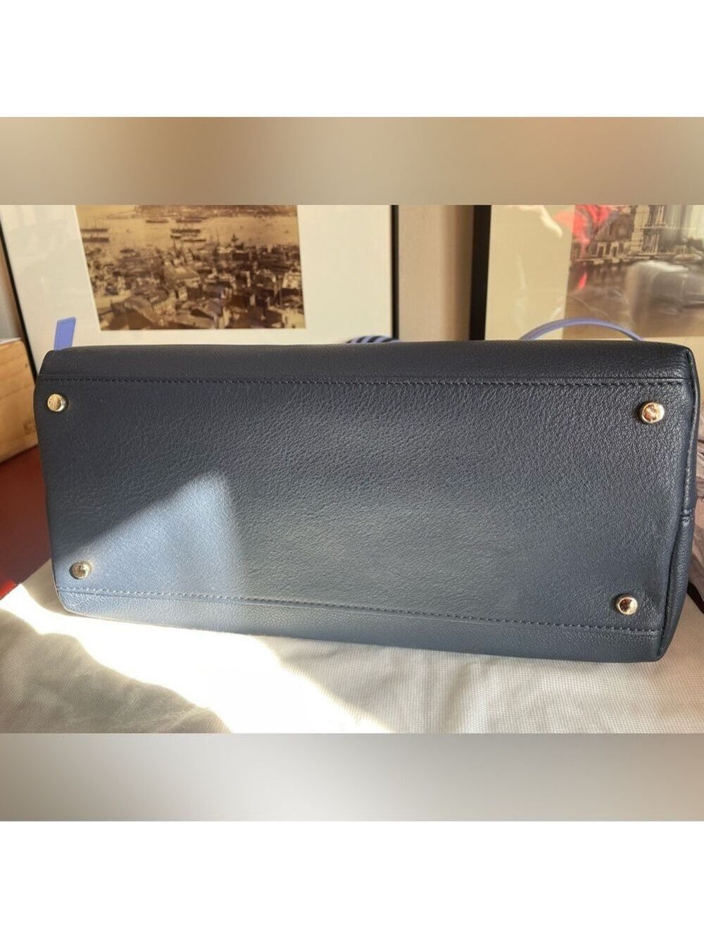 Kate Spade Navy Blue Color Block Pebble Leather Bag NWT - Picture 15 of 16